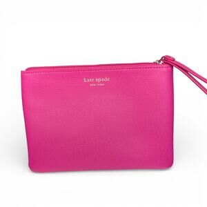 KATE SPADE Keaton Pouch Wristlet Magenta Pink New York Textured PVC Clutch Bag